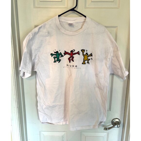 Vintage 90's Aruba Crewneck Short Sleeve TShirt XL Single Stitch - Picture 1 of 8